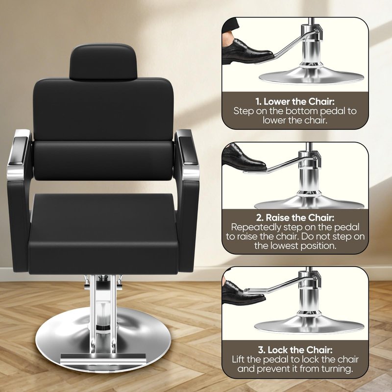 Cuute Salon Chair for Hair Stylist, Barber Chair with Heavy Duty Hydraulic Pump, Stylist Chair for Barbershop 360 Degrees Rolling Swivel Spa Beauty Equipment for Hair Stylist