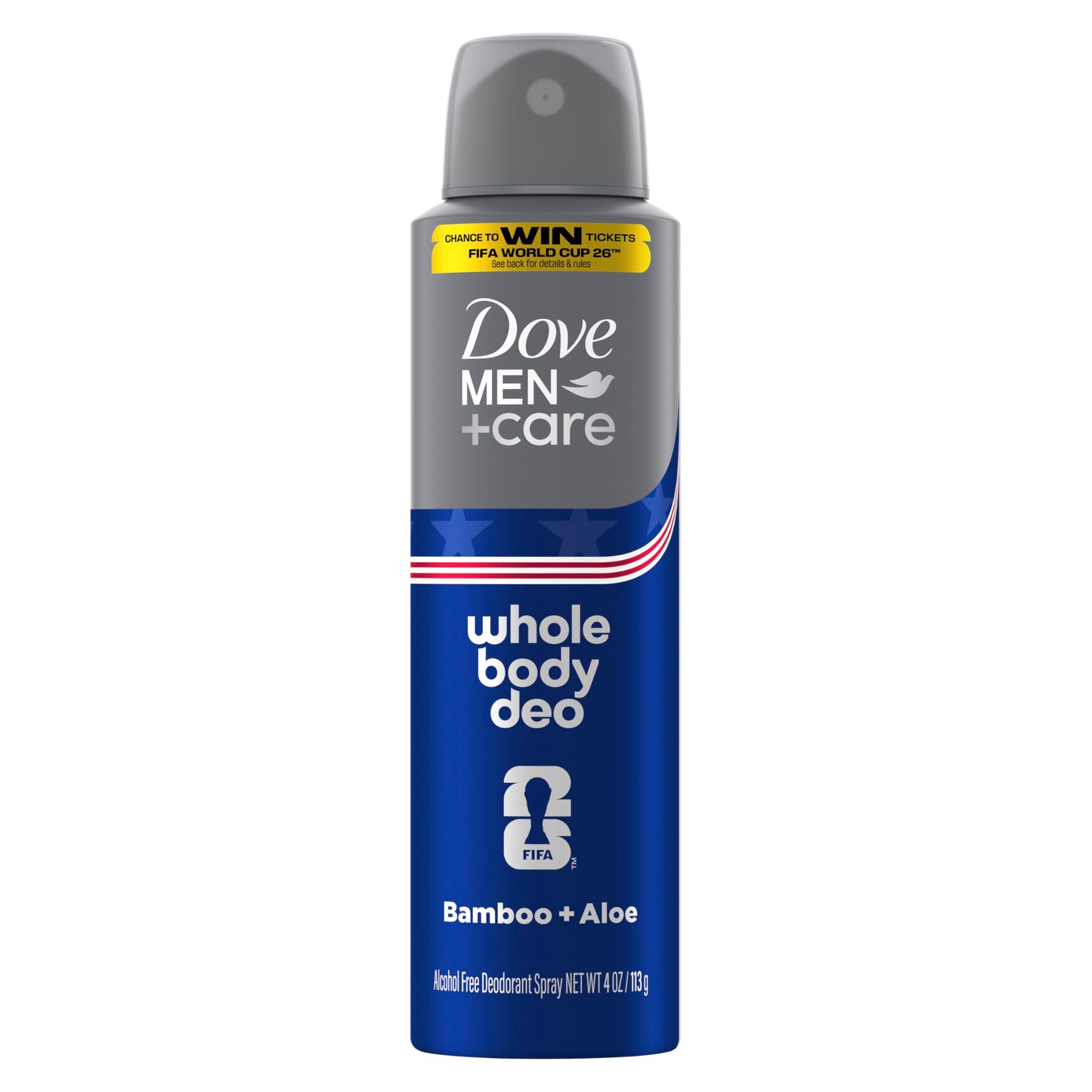 Dove Men+Care Whole Body Deo Aluminum Free Deodorant Spray Bamboo + Aloe Suitable from Pits, Privates, to Feet 4 oz