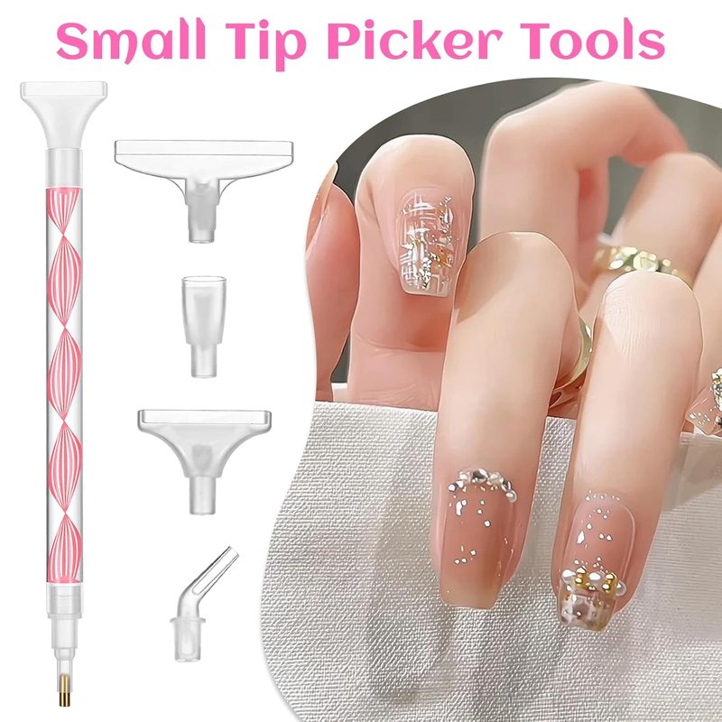 Rhinestone Picker Tool Kit - Dual-Ended Applicator Pen with Tray & Replacement Tips | Ideal for DIY Nail Art