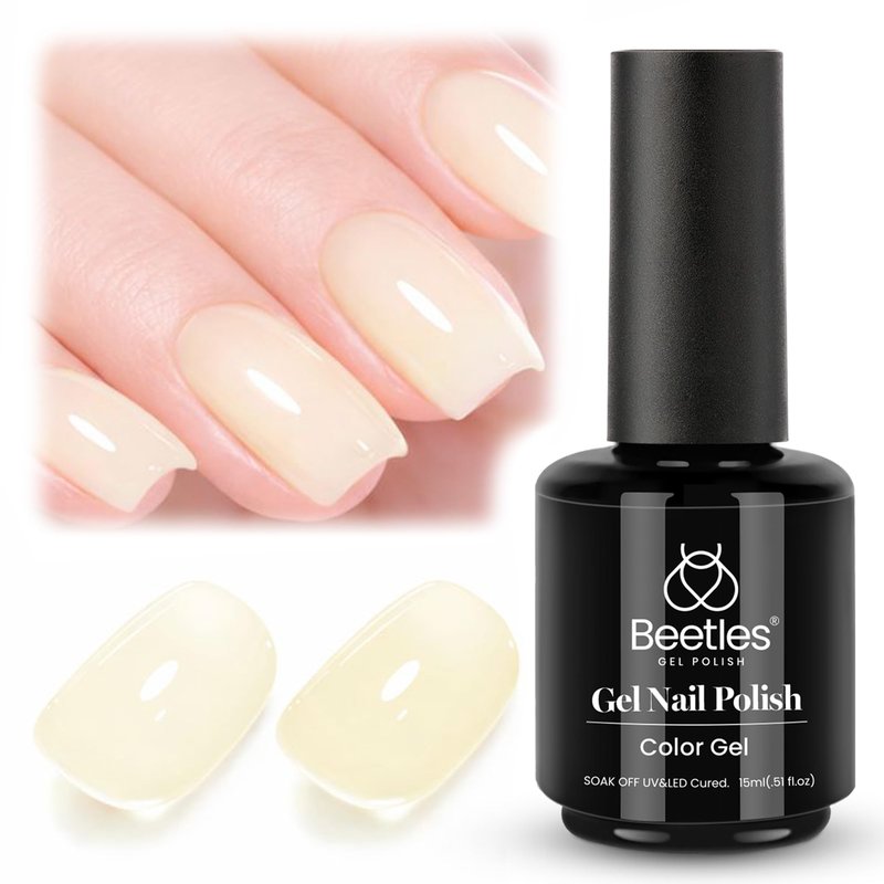 Beetles Butter Veil Yellow Jelly Gel Nail Polish - 15ML Butter Yellow Gel Nail Polish Base Color Nail Concealer Sheer Translucent Effect Soak Off UV DIY Nail Art Manicure Gift for Women