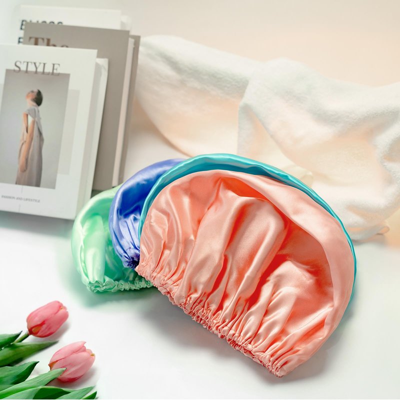 AmazerBath Shower Cap, 4 PCS Shower Caps for Women Reusable Waterproof, Double Layers Hair Cap for Shower, Elastic and Flexi Bath Caps, Environmental Protection Bathing Hat for Adult Kids