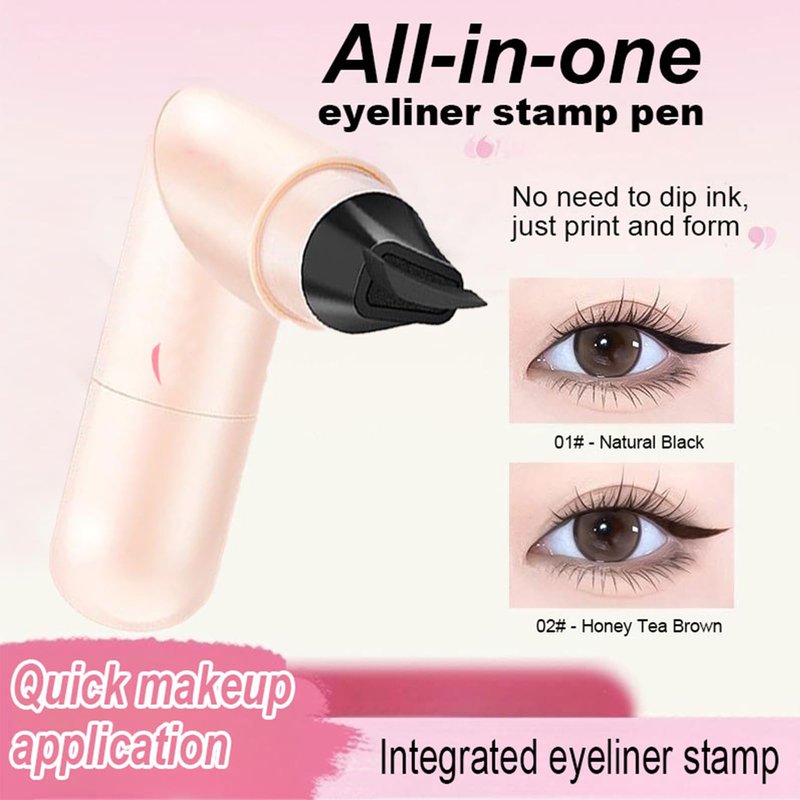Riroenst 2 Pcs Eyeliner Stamp Set, Waterpoof Natural Foldable Eyeliner Stamp for Perfect Wings,Smudge Proof, Long-Lasting Eye Makeup (Black+Brown)