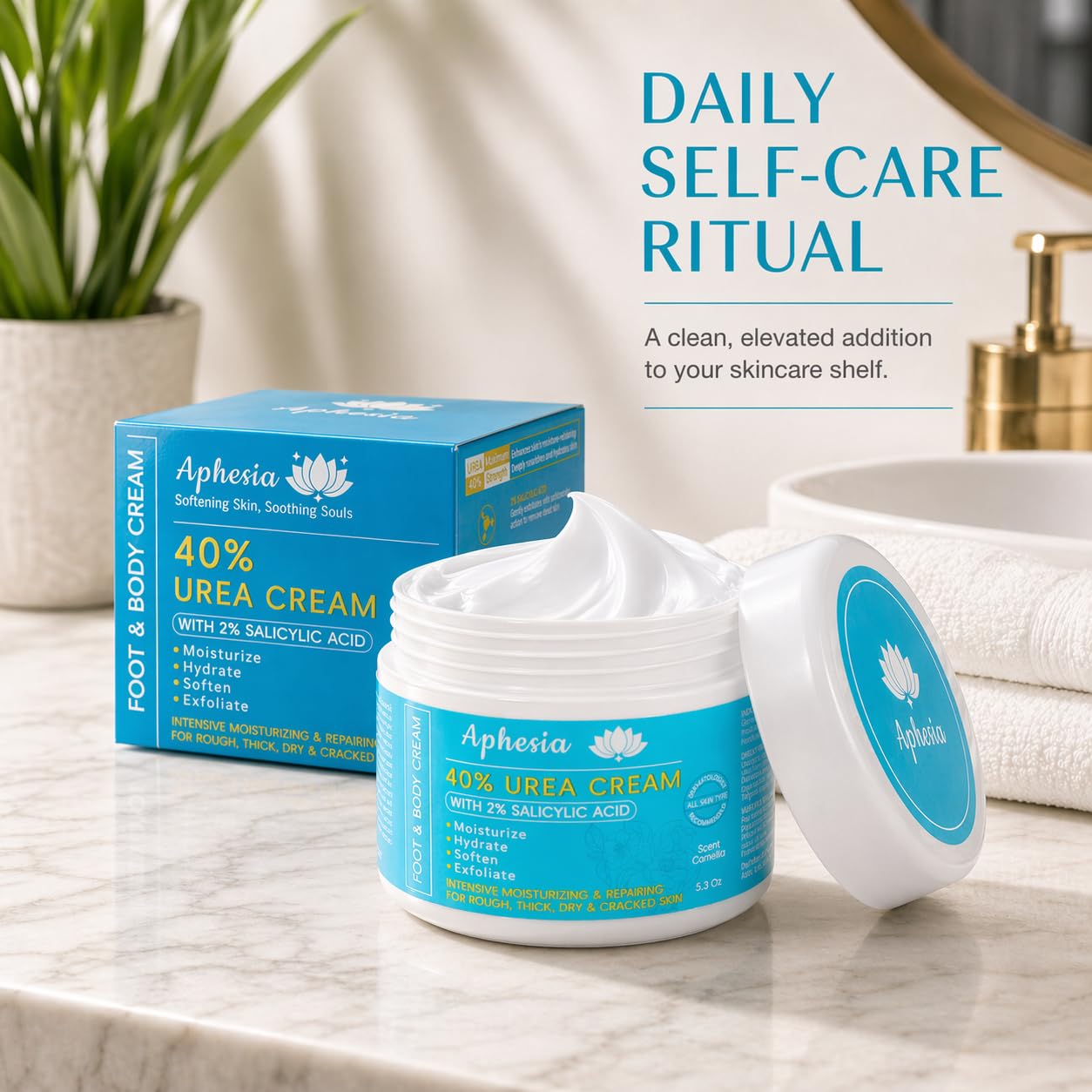 Urea Cream 40 Percent for Feet Maximum Strength w/ Vitamin E & 2% Salicylic Acid, Non-Greasy Formula Foot Cream for Summer Dry Cracked Heels - Intense Moisturizer Callus Remover for Hands, Foot, Body