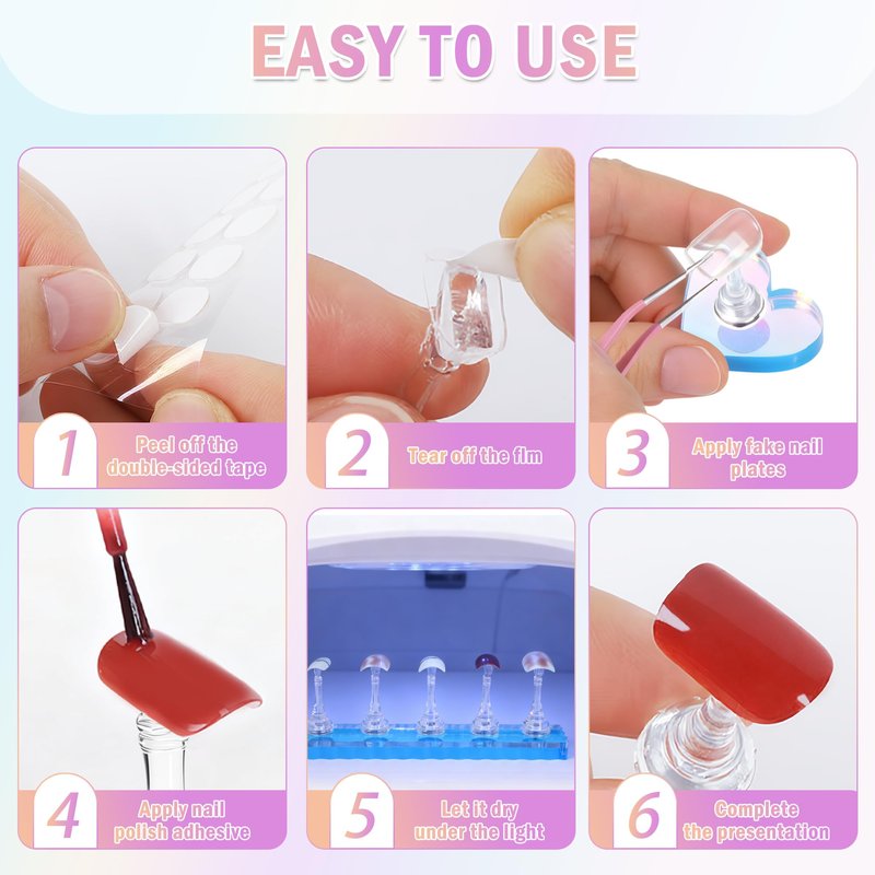 BAGTeck Nail Stand for Press Ons, Nail Holder for Painting Nails, Press on Nail Holder, 1 Heart Shaped Acrylic Magnetic Nail Stands for Nail Art with Double-sided Tape Home Salon DIY Display Supplies