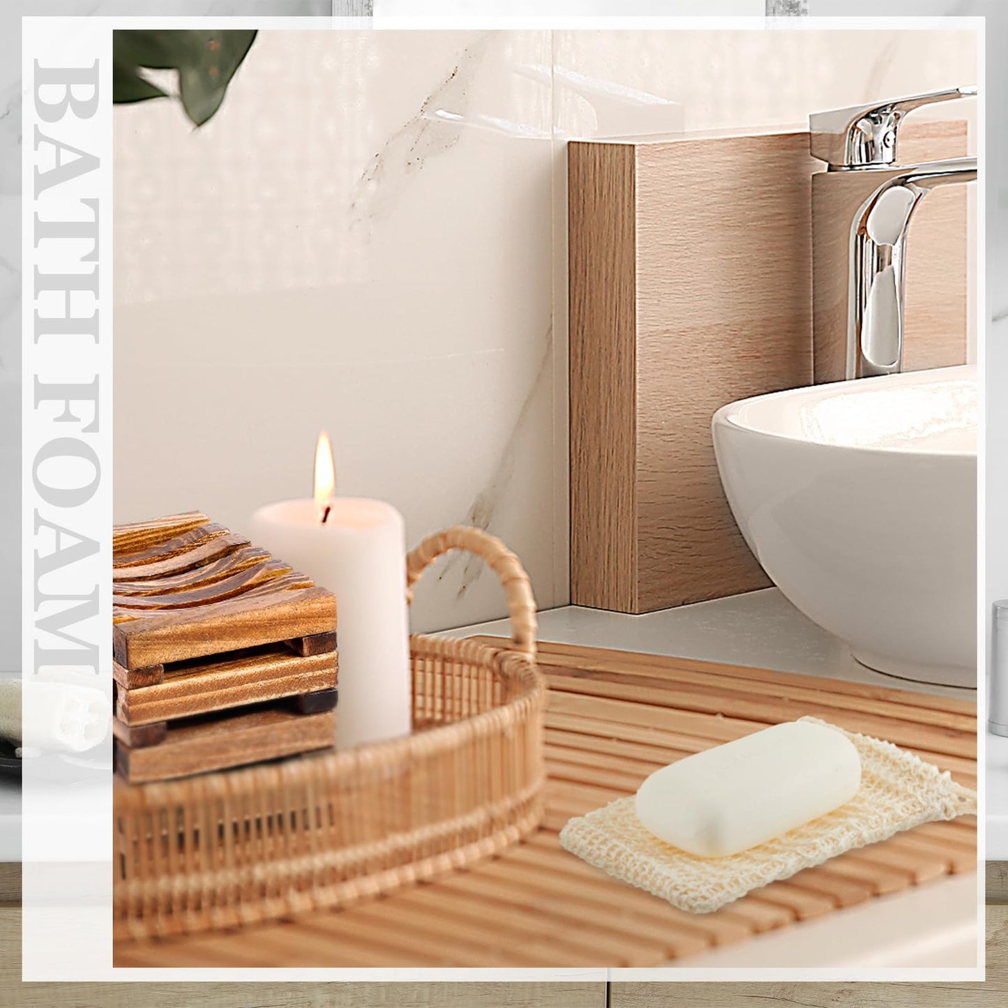 Umigy 40 Pcs Soap Bag and Holder Kit - Sisal Soap Saver Bags, Bamboo Wood Holder Tray for Shower Bath Use (Beige,Charcoal)