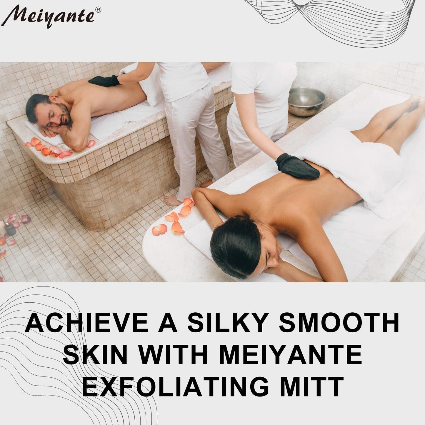Meiyante Korean Exfoliating Mitts (2pcs) - Achieve Home Microdermabrasion with 100% Viscose Fiber Gloves for Silky Smooth Skin