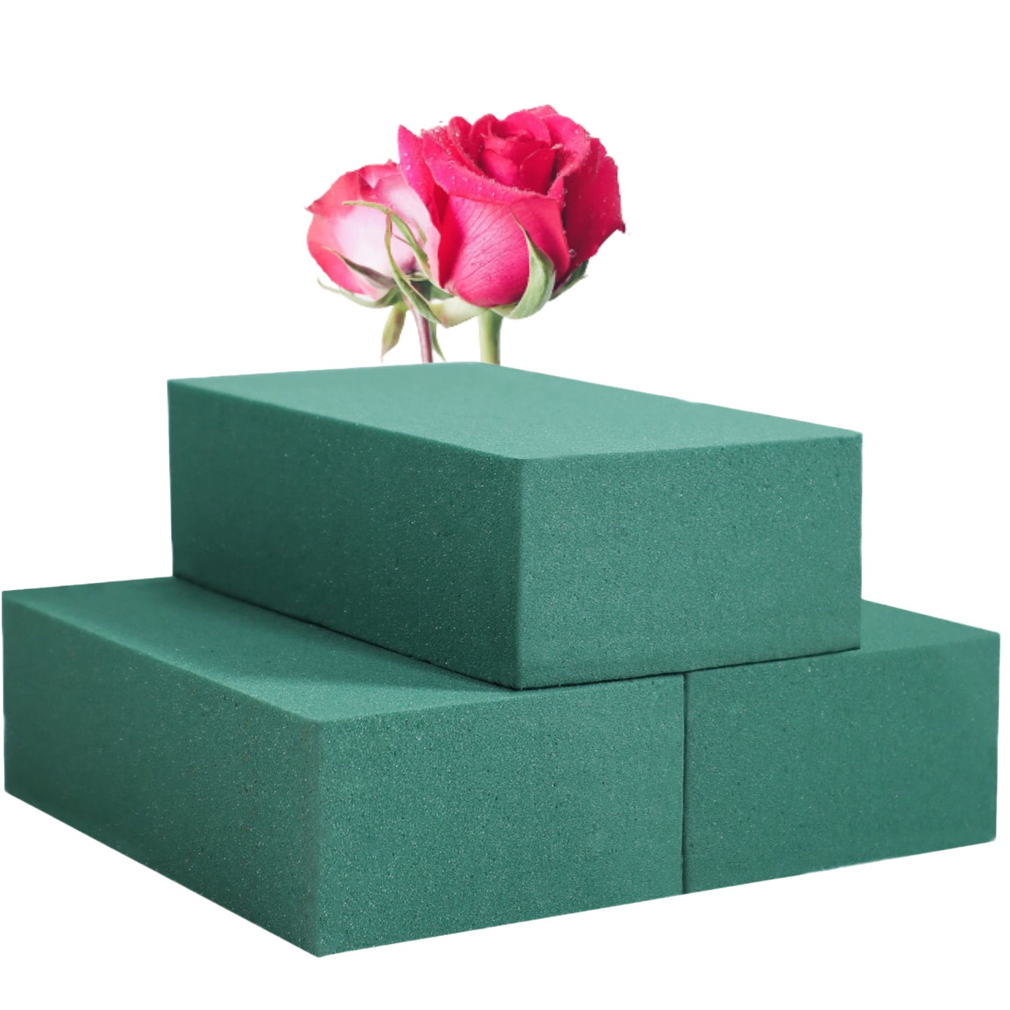 FLOFARE Pack of 3 Floral Foam Blocks Each (6"L x 3.38"W x 1.85"H) Green Wet & Dry Flower Foam for Fresh & Artificial Flower Arrangement, Plant Foam, Florist Supplies for DIYs, Arts, Crafts & Weddings
