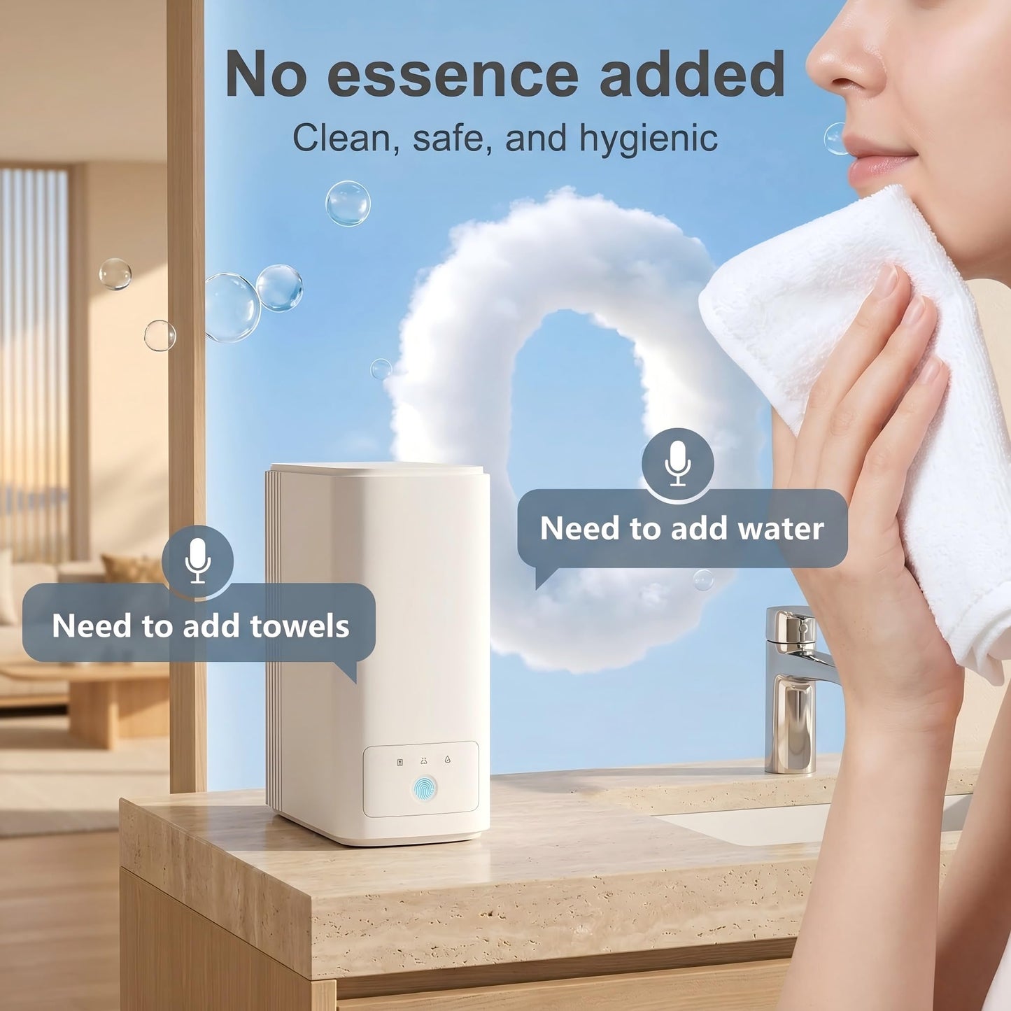 Villegloire Hot Towel Dispenser, 5s Instant Heating Automatic Facial Towel Warmer (131°F), Jam-Free Compressed Towel Machine for Skincare, Sensitive Skin & Baby Care, with 20 Compressed Towels