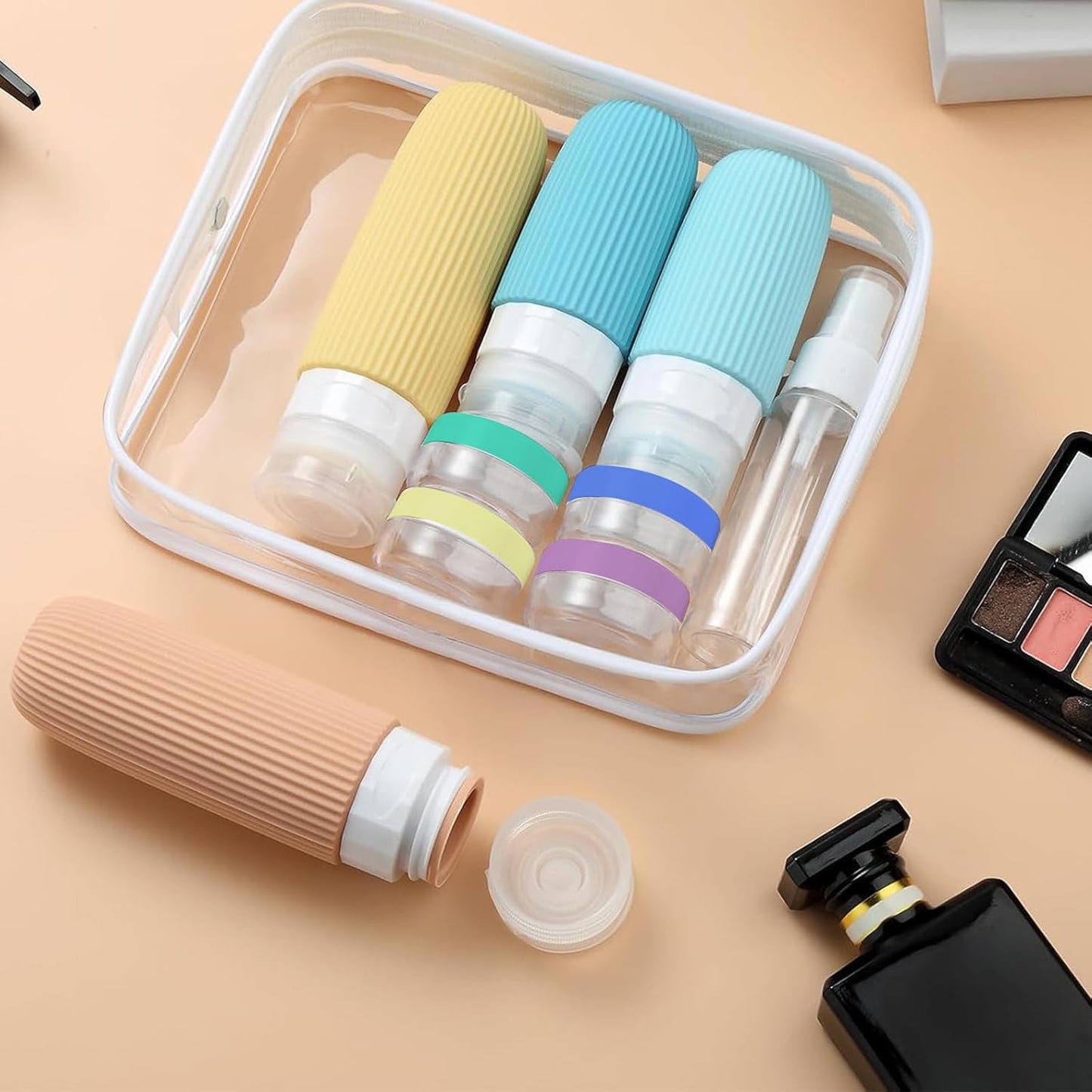 Travel Bottles Set - 16 Pack TSA Approved Leak Proof Silicone Toiletry Containers | Perfect for Shampoo, Conditioner & Body Wash