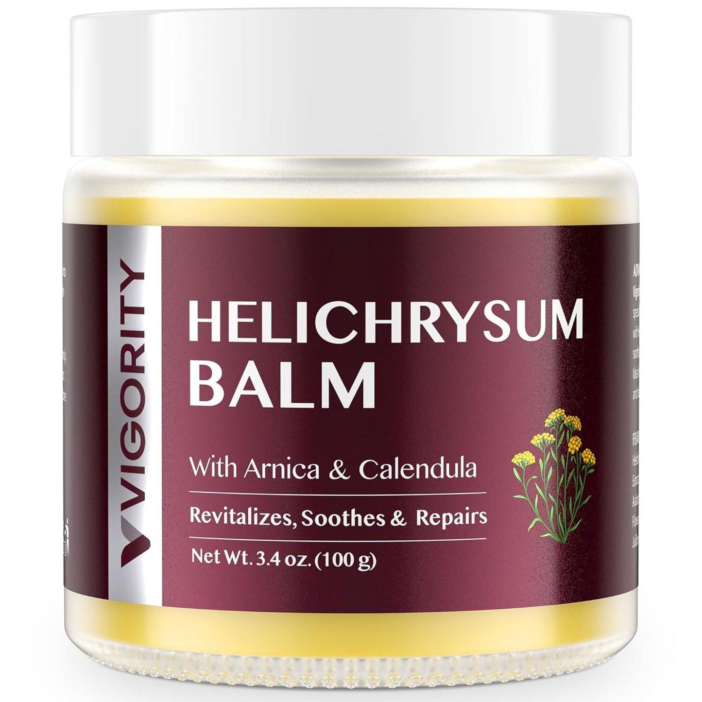 Vigority Helichrysum Balm Soothes & Repairs: Restorative Arnica Cream with Calendula for Bruised, Fragile & Thin Skin – Moisturizes, Revitalizes & Strengthens Skin Barrier for Adult Seniors - 3.4 oz