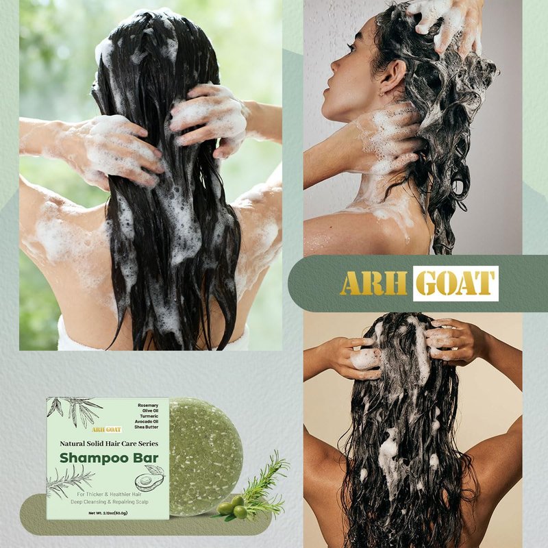 Crownnaturally ARHGOAT Rosemary & Avocado Oil Solid Shampoo Bar – Deep Cleansing & Scalp Repair for Thicker, Healthier Hair
