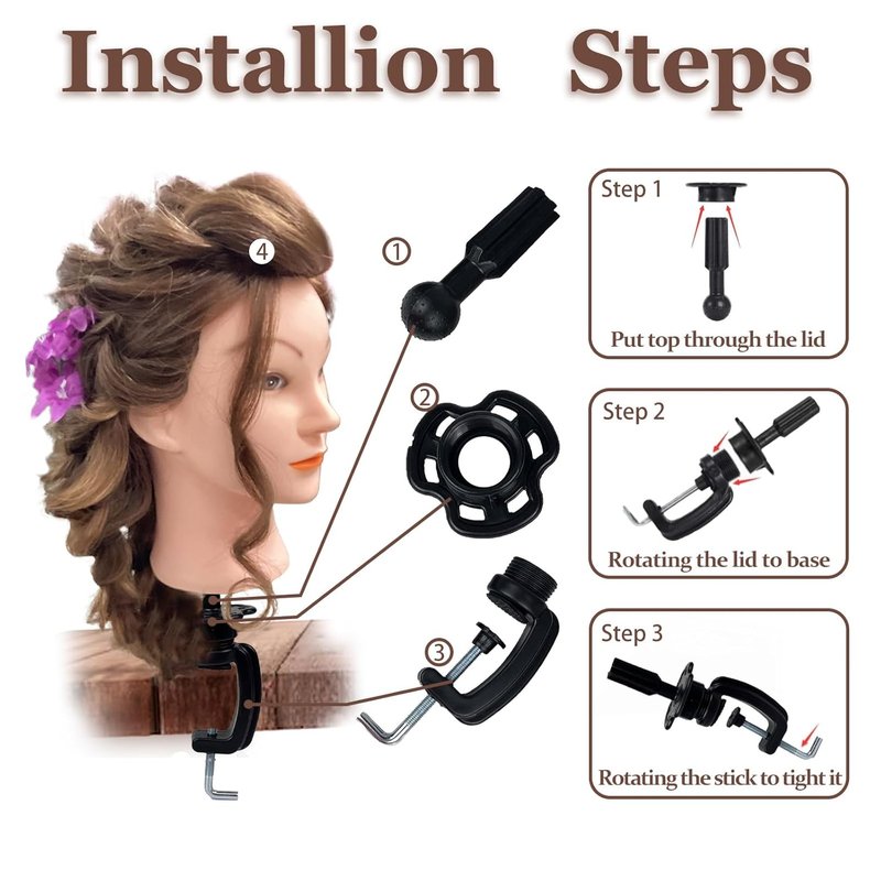 Opini Mannequin Head - 100% Real Human Hair Cosmetology Training Head for Hairstyling (Brown)