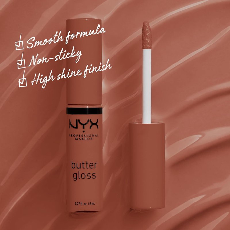 NYX PROFESSIONAL MAKEUP Butter Gloss - Non-Sticky Lip Gloss in Bit Of Honey (Peach Nude)