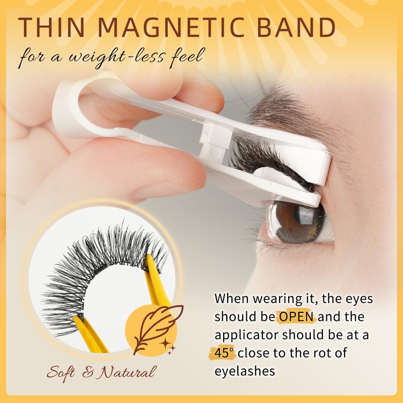 QUEWEL Magnetic Eyelashes 2 Pair Reusable Magnetic Eyelashes with Applicator No Glue Needed Eyelashes Cat Eye Natural Look Lash Clusters Kit Easy to Wear and Remove(A10)