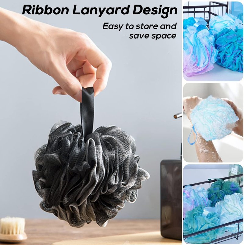 Exfoliating Shower Loofah Sponge Set - 10 Pcs Bath Poufs for Men & Women | Soft, Durable, Ideal for Body Wash