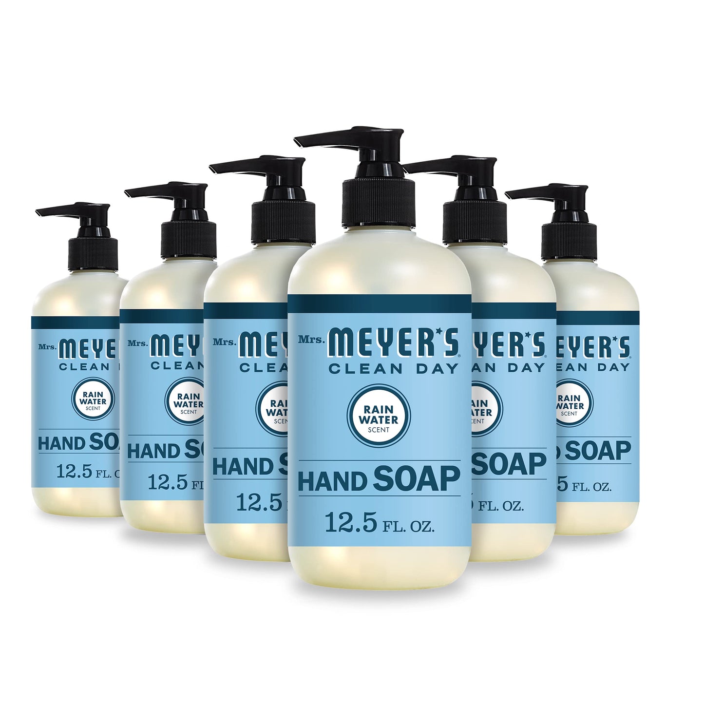 MRS. MEYER'S CLEAN DAY Hand Soap, Made with Essential Oils, Rain Water, 12.5 fl. oz - Pack of 6