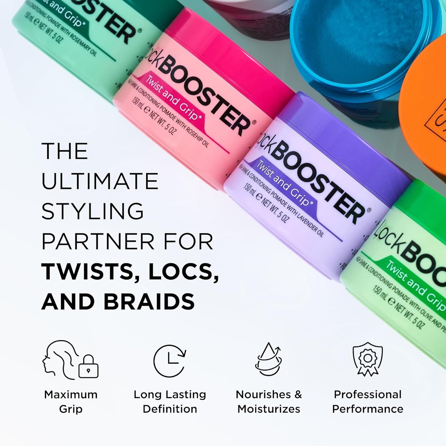 Style Factor Lock BOOSTER Braid Gel - Strong Hold, Flake-Free & Frizz-Free with Coconut Oil (5 Oz.)