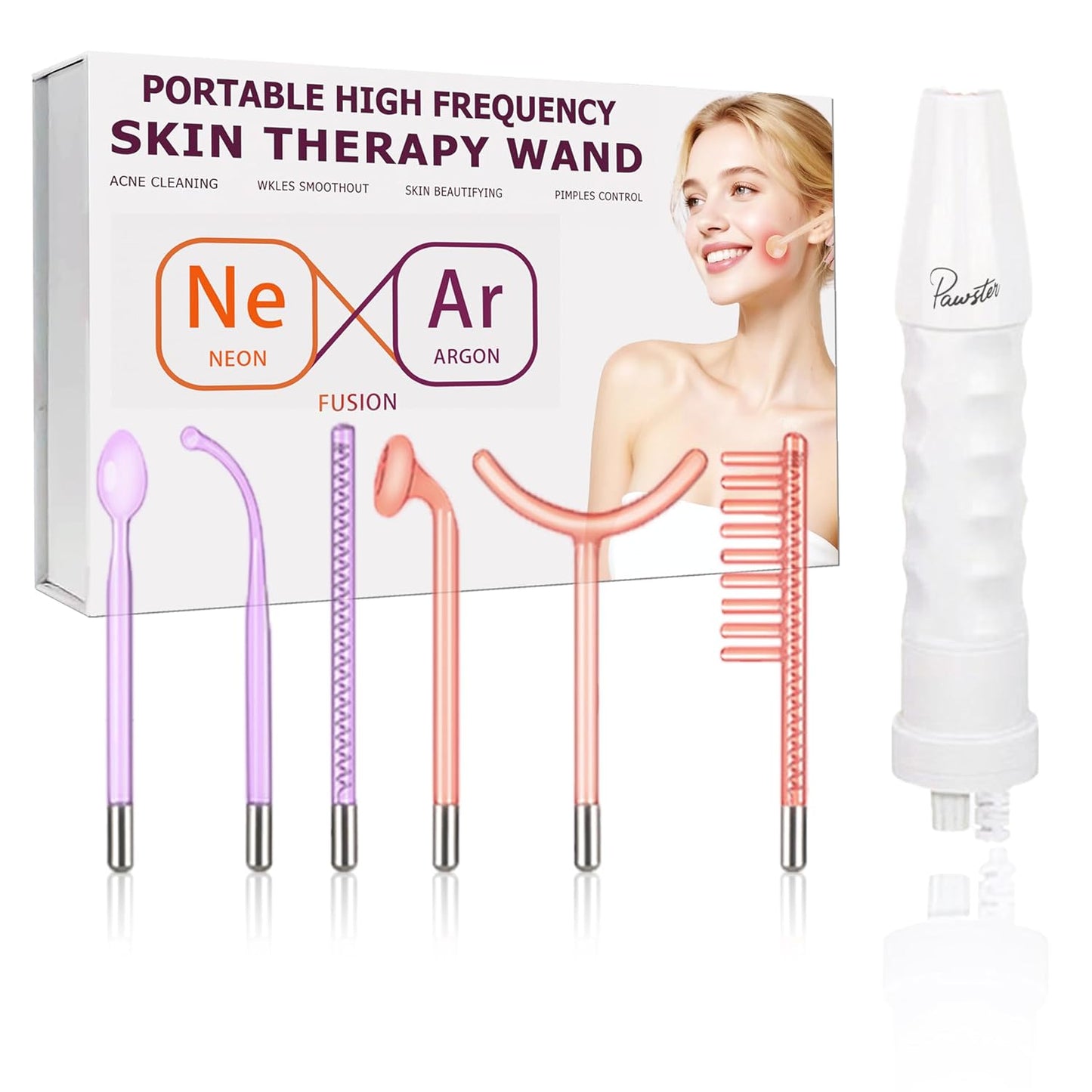 Skiennix Skin Therapy Wand - Portable Machine with 6 Glass Tubes for Tightening & Radiance