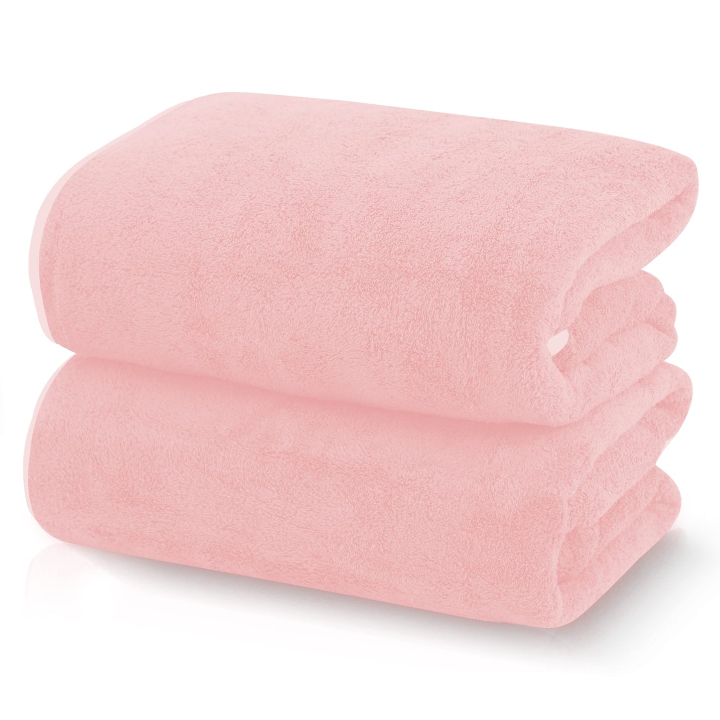 TENSTARS Silk Hemming Bath Towels for Bathroom Clearance - 27 x 55 inches - Light Thin Quick Drying - Soft Microfiber Absorbent Towel for Bath Fitness, Sports, Yoga, Travel, Gym - 2 Pack, Pink