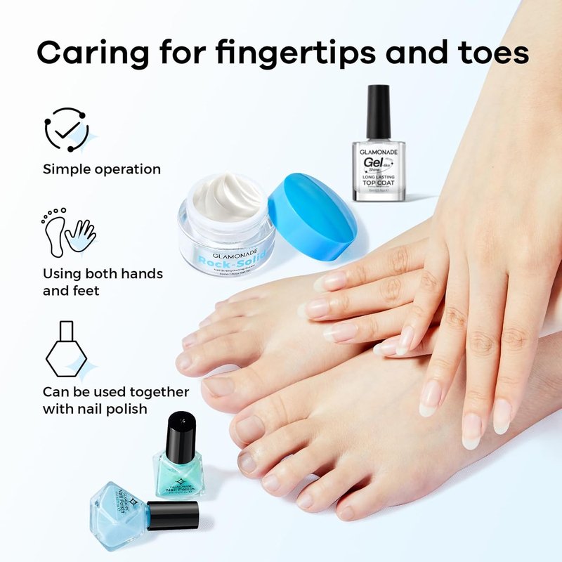 Glamonade Hard Nail Strengthening Cream - Repair Damaged Nails & Cuticles | Plant-Based, 1 oz