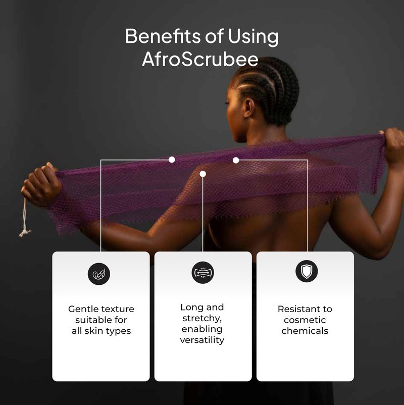AfroScrubee Authentic African Net Sponge Exfoliating Bath Sponge (Purple)