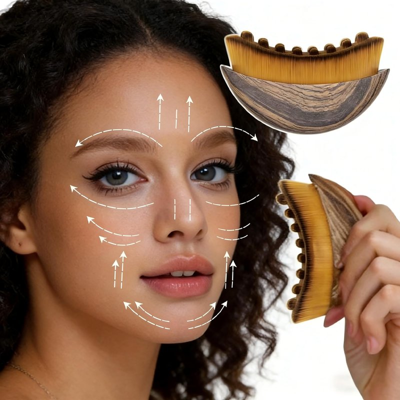 2 PCS New Lymphatic Contour Face Brush for Sculpting – Face Brush for Lymphatic Drainage, Anti-Puffiness, Detox & Lift, Improves Skin Glow & Absorption, Travel-Friendly Portable Design