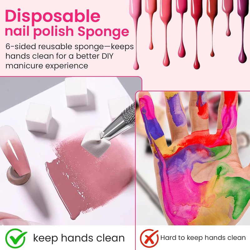 150 PCS Soft Nail Sponges For Ombre and Aura with Grabbing Pen Nail Art Brushes for Blending Ombre Gel Nail Tech Design Manicure Tools Accessories Supplies for Salon and Home White