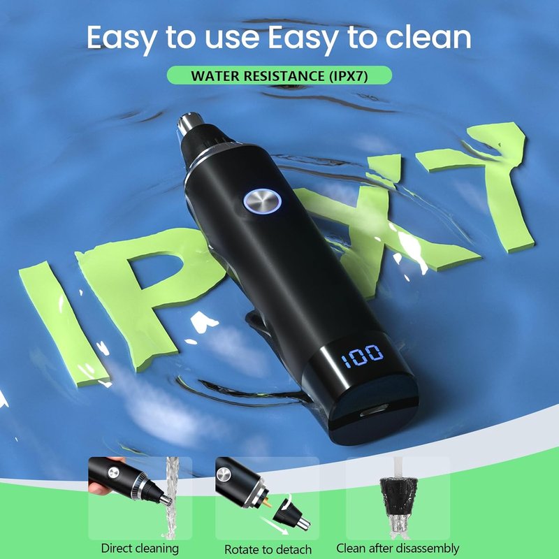 Skiennix Ear and Nose Hair Trimmer - Professional Painless USB Rechargeable Tool with Dual-Edge Blades