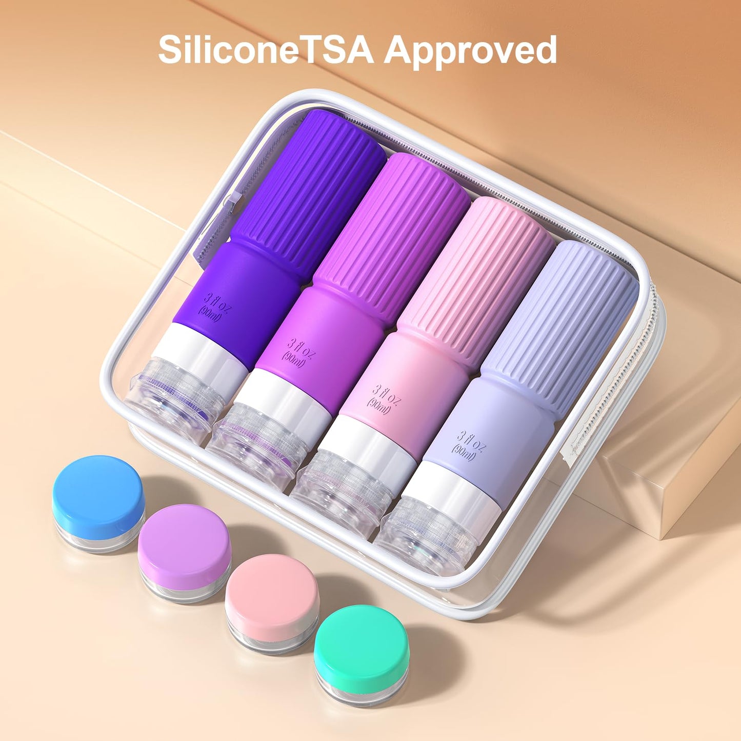 Tocelffe 19pack Travel Bottles for Toiletries,TSA Approved Silicone Travel Containers for Toiletries,Leak Proof Refillable Liqus Shampoo And Conditioner Travel Essentials toiletry Bottles