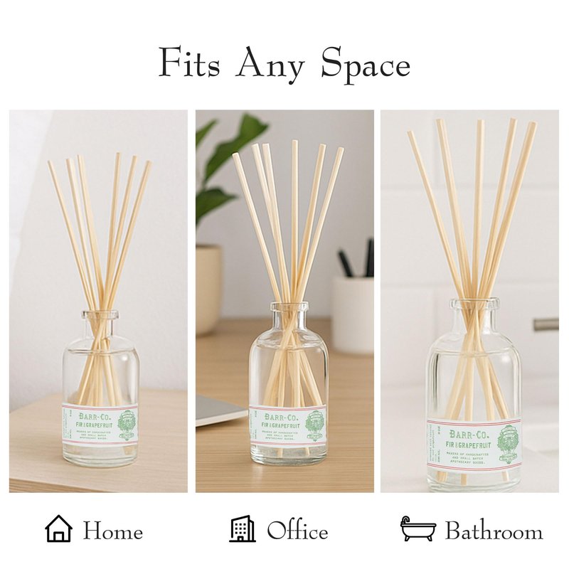 Barr-Co. Fir & Grapefruit Scent Diffuser Kit, Bright Grapefruit & Cooling Balsam Scent, Reed Diffuser for Home, Long Lasting Aroma Diffuser, Refillable, 8 fl oz