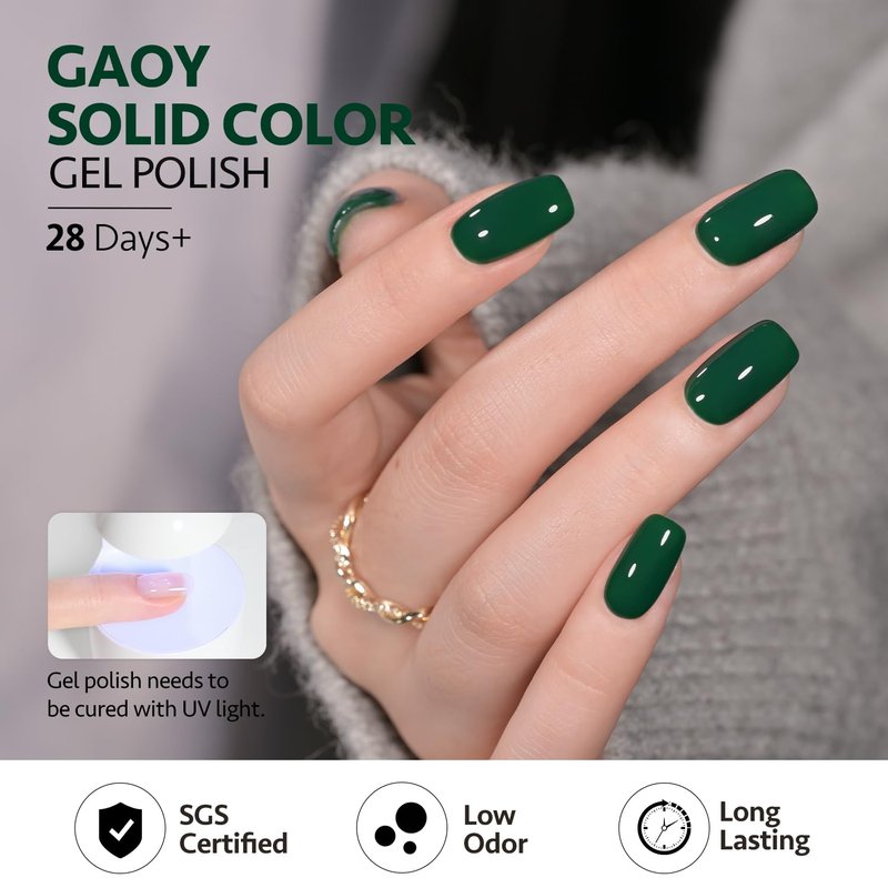 GAOY Green Gel Nail Polish - 16ml Soak Off Formula | UV Light Cure for DIY Nail Art - 2477 Emerald Green