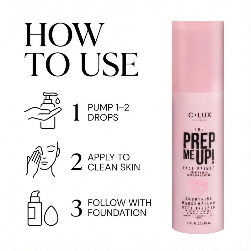 C-LUX Cosmetics Face Primer - Hydrating Marshmallow Root Makeup Base for Pore Minimizing | 30 ml
