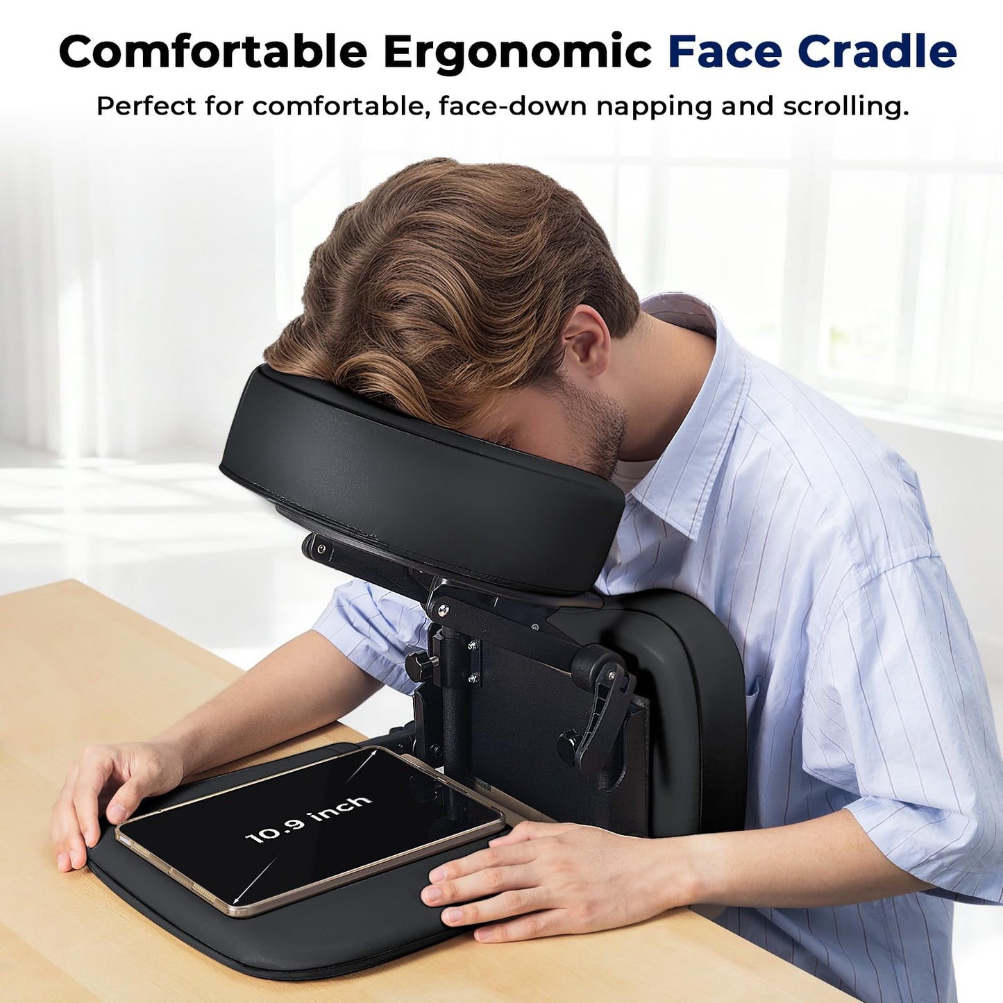 Udefineit 3 in 1 Multifunctional Portable Face Down Cradle Massage Kit for Desktop, Massage Bed & Home Mattress, Deluxe Adjustable Headrest Face Pillow Bracket for Office Sleeping Nap Rest