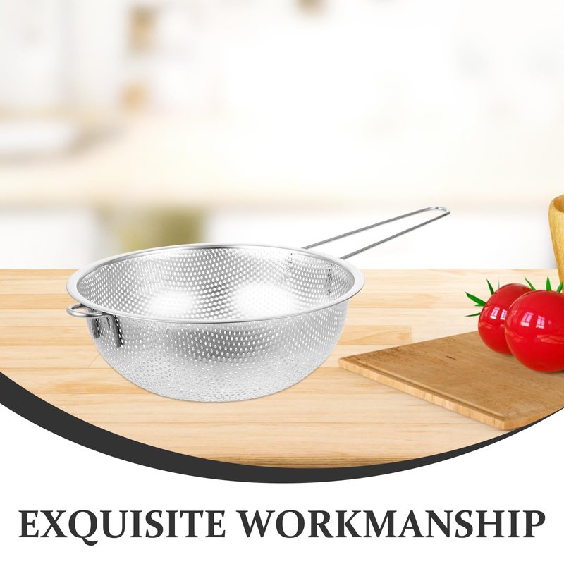 Colander Basket Single Handle Kitchen Strainer Fried Food Vegetables Fruits Fine Mesh Filter Cooking Rinsing