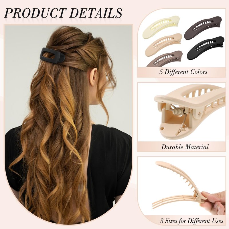 15 PCS Flat Hair Clips, Neutral Color Flat Claw Clips 3 Sizes Hair Claws for Women Girls Thin Hair Medium and Small Hair Clip, Birthday Mothers Day Gifts