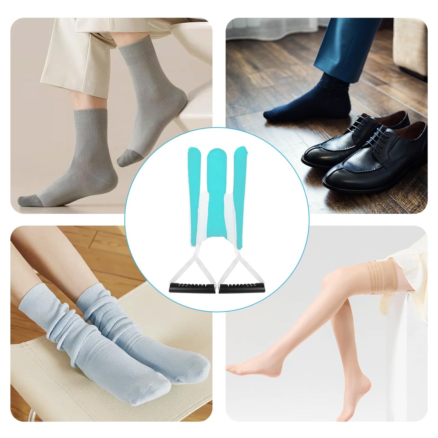 Sock Aid - Sock Aid Device for Seniors, Sock Aids for Putting on and Off, Sock Helper Aide Tool for Disabled, Pregnant, Sock Slider, Sock Assistant Device No Bending (Anti-Slip Handle)