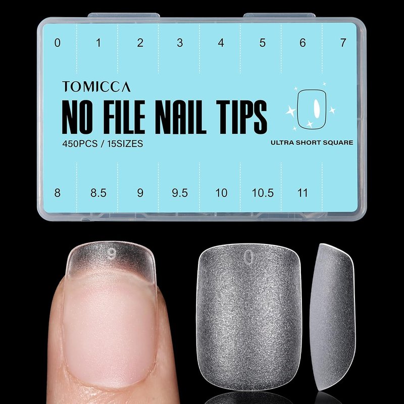 Extra Short Square Nail Tips - 450 Pcs Soft Matte Fake Nails | 15 Sizes for DIY Nail Art