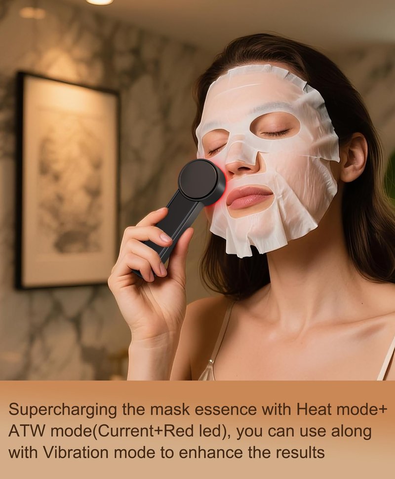 Radio-Frequency Skin Tightening Device | 6 in 1 Home-RF Face Beauty Device | Professional Facial Skin Tightening | Lifting | Wrinkle Reducing | Anti Aging | Depuff | Increase Absorption(with Gel)