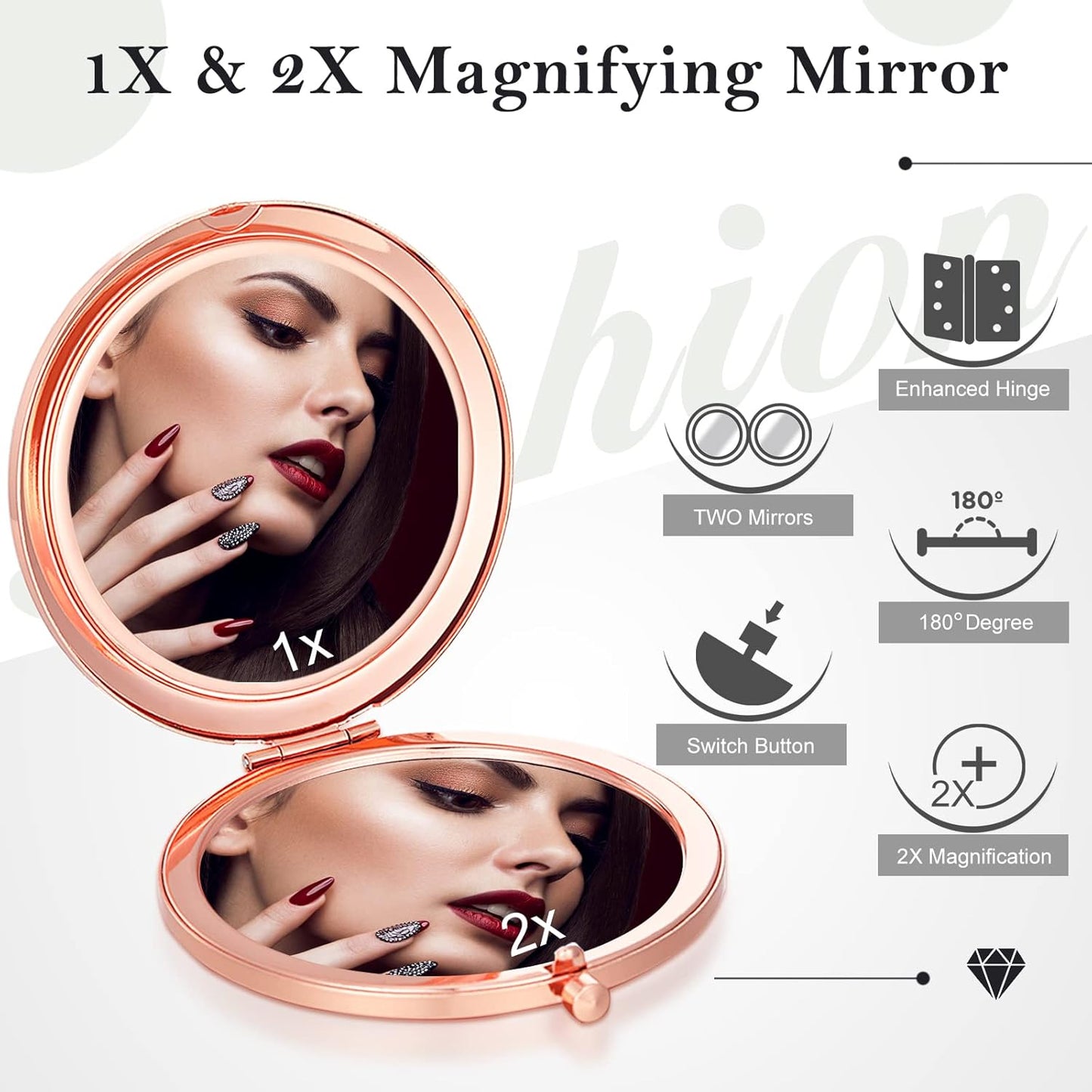Yulejo 6 Pieces Compact Mirror Bulk Mini Pocket Mirror for Purse Gift Wedding Makeup Small Portable Magnifying Cosmetic for Travel Pocket 2.75 Inch Round Folding for Women Mom Baby Shower Bridesmaid
