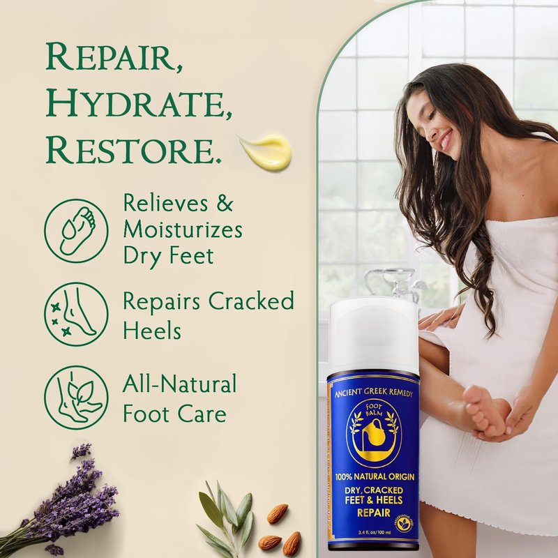 Regine Switzerland Dry Cracked Heels Repair - Organic Foot Cream with Jojoba, Lavender & Vitamin E | 3.4 oz Hydrating Balm