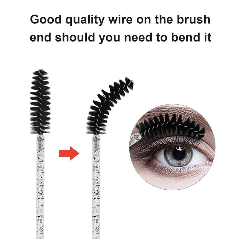 CHEFBEE Disposable Eyelash Brush Kit - 100PCS Mascara Wands for Eyelash Extensions & Eyebrows | Black Container