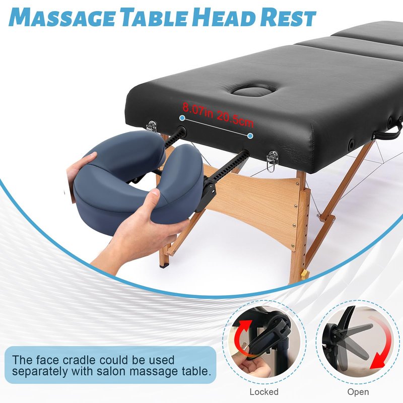 HoMove Massage Headrest for Bed, Adjustable Massage Face Cradle at Home, Portable Bed Massage Head Holder, Massage Table Head Rest for Salon Spa, Face Down Pillow After Eye Surgery, Blue