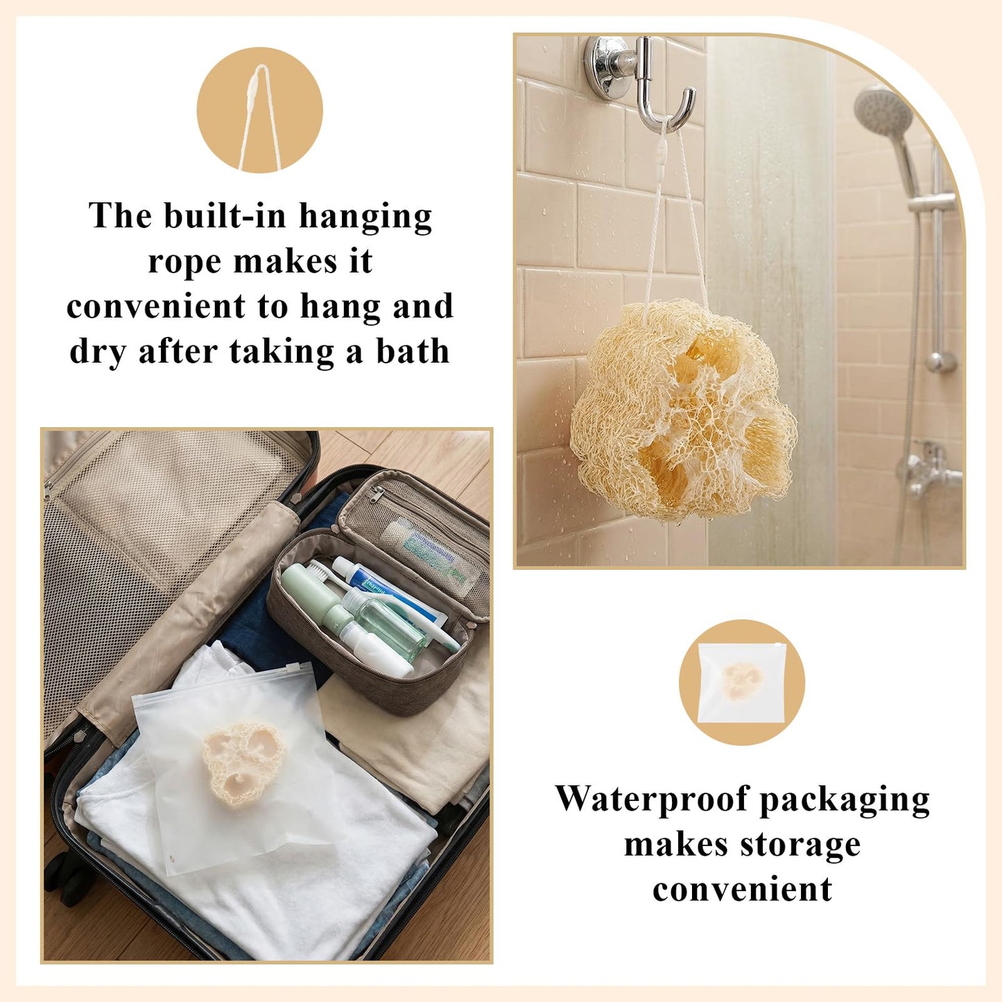 Acellegic 24 Pcs Mini Natural Loofah Sponges, 12 Pcs 2 Inch Single Wrapped Egyptian Loofah Bath Sponge with 12 Travel Pouches, Exfoliating Shower Scrubber for Body Face Skin Care & Kitchen Cleaning