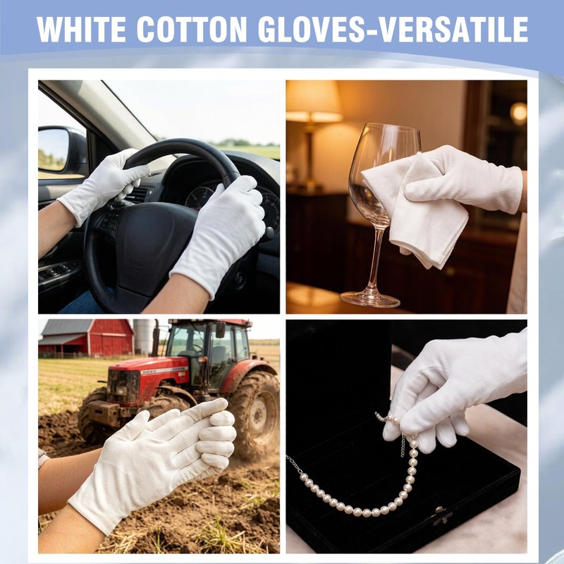 36PCS White Cotton Gloves for Hand Repair, 100% Cotton Sleeping Moisturizing Gloves for Women Dry Hands, White Glove for Eczema Relief, Spa Care, Jewellery Inspection - One Size Fits Most