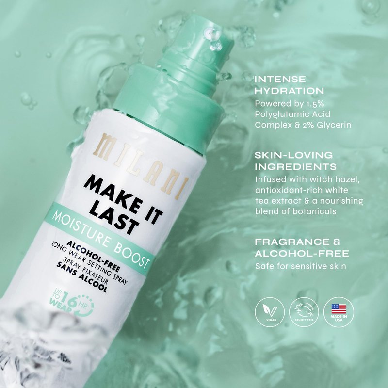 Milani Make It Last Moisture Boost Setting Spray - Alcohol Free Waterproof Makeup Finishing Mist - Hydrating & Soothing Formula for Sensitive Skin - 2 Count