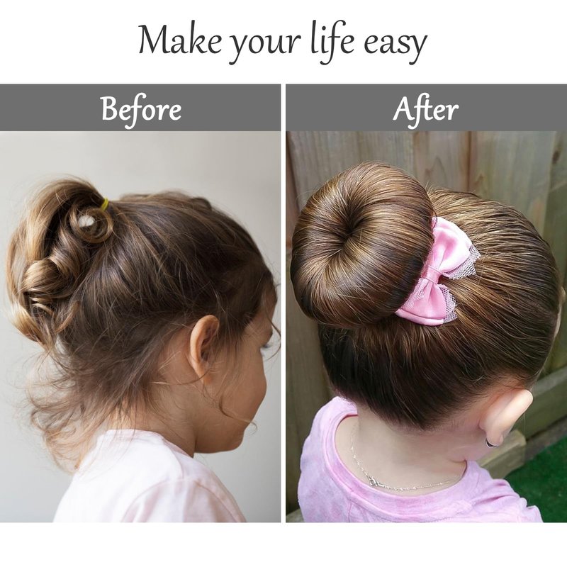 HOFASON Hair Bun Maker Donut Kit - 24 Pcs Mini Doughnut Shapers for Short & Thin Buns, Ballet Style Hair Accessories, Size S/2.36 In, Brown