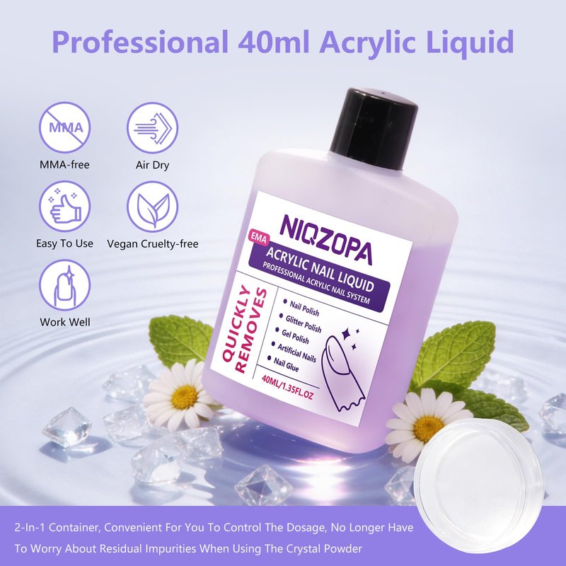 NIQZOPA Acrylic Nail Kit for Beginners: Clear White Pink Powder and Liquid Set - Professional Nails Kit Acrylic Set with Brushes Manicure Tools for Home DIY