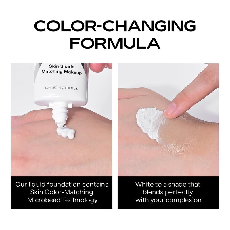 KYDA Color Changing Foundation, Skin Tone Matching Liquid Foundation, Moisturizing Dewy Finish Base Makeup, Medium to Full Coverage, Hydrating Blendable Creamy Formula for All Skin Tones, #200