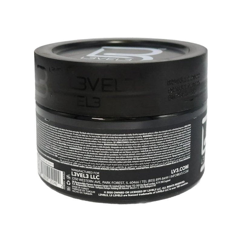 Level 3 Black Tinted Hair Gel - Instant Gray Coverage & Strong Hold - Temporary Color for Volume, Texture & Shine