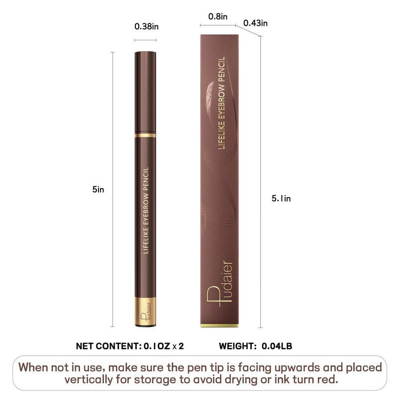 Eyebrow Pencil, 2Pcs Waterproof Microblading Eyebrow Pens, 4 Tip Precise Eye Brow Makeup Pen for Women to Effortlessly Create Hair Like Natural Brows, Non Dry Out and Last All Day